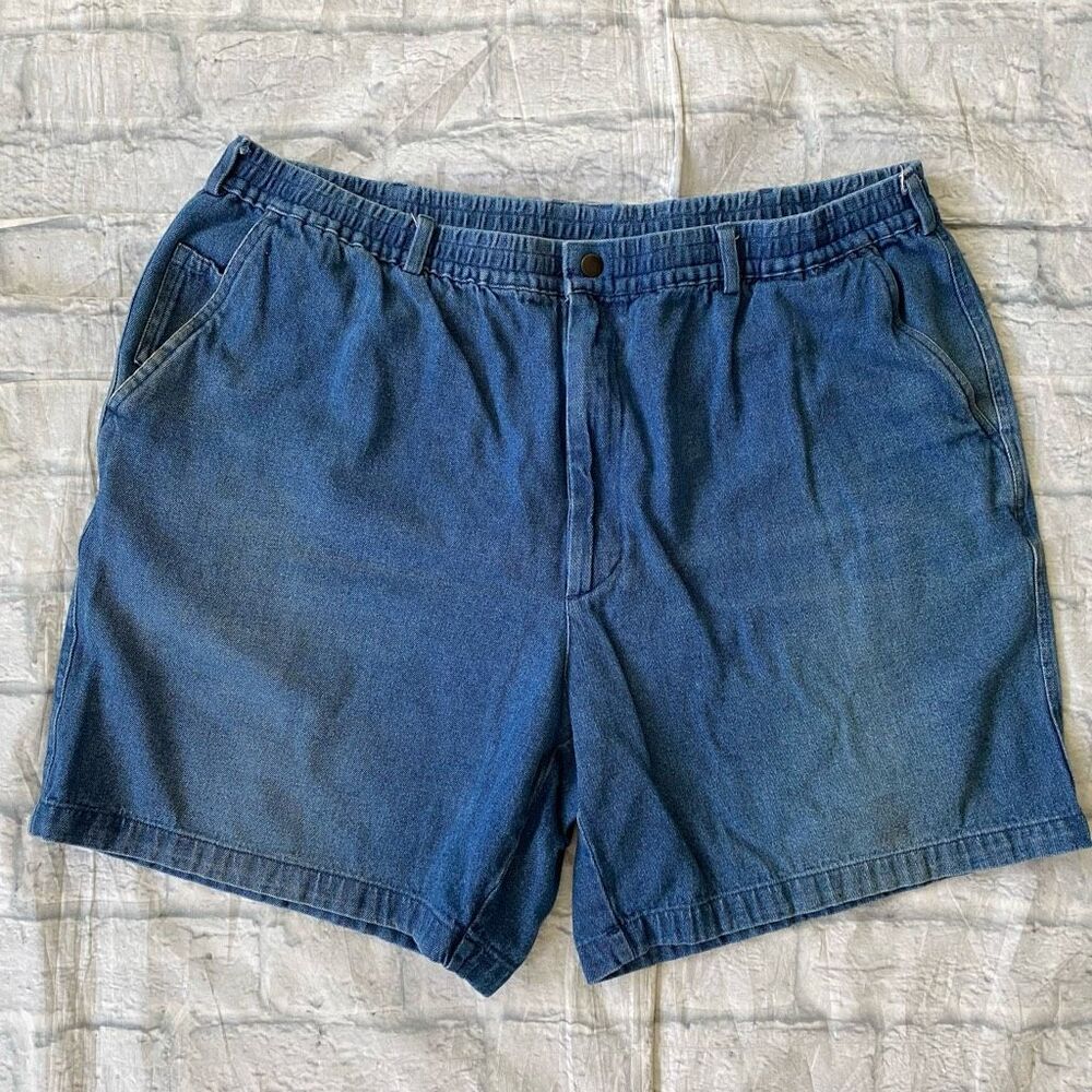 Casual Joe men XL jean shorts w/elastic waist blue denim